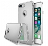 Eiroo Mirror iPhone 7 Plus Silikon Kenarl Aynal Silver Rubber Klf - Resim 3