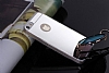 Eiroo Mirror iPhone SE / 5 / 5S Silikon Kenarl Aynal Silver Rubber Klf - Resim 4