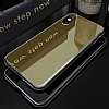Eiroo Mirror iPhone X / XS Silikon Kenarl Aynal Gold Rubber Klf - Resim 1