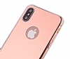 Eiroo Mirror iPhone X / XS Silikon Kenarl Aynal Rose Gold Rubber Klf - Resim 1