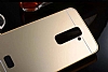 Eiroo Mirror LG G2 Metal Kenarl Aynal Gold Rubber Klf - Resim 2