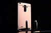 Eiroo Mirror LG G4 Stylus Metal Kenarl Aynal Rose Gold Rubber Klf - Resim 6