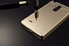 Eiroo Mirror LG G4 Stylus Metal Kenarl Aynal Gold Rubber Klf - Resim: 4