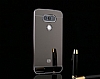 Eiroo Mirror LG G6 Metal Kenarl Aynal Siyah Rubber Klf - Resim 2