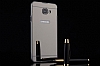 Eiroo Mirror Samsung Galaxy A8 2016 Metal Kenarl Aynal Siyah Rubber Klf - Resim: 2