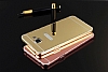 Eiroo Mirror Samsung Galaxy A8 2018 Metal Kenarl Aynal Gold Rubber Klf - Resim: 2