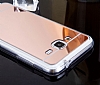 Eiroo Mirror Samsung Galaxy J3 Silikon Kenarl Aynal Rose Gold Rubber Klf - Resim 2