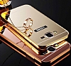 Eiroo Mirror Samsung Galaxy J5 Metal Kenarl Aynal Gold Rubber Klf - Resim: 2