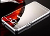 Eiroo Mirror Samsung Galaxy J7 / Galaxy J7 Core Metal Kenarl Aynal Silver Rubber Klf - Resim: 3