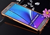 Eiroo Mirror Samsung Galaxy Note 5 Metal Kenarl Aynal Siyah Rubber Klf - Resim: 4