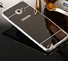 Eiroo Mirror Samsung Galaxy Note FE Silikon Kenarl Aynal Silver Rubber Klf - Resim 1