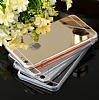 Eiroo Mirror Samsung Galaxy Note FE Silikon Kenarl Aynal Gold Rubber Klf - Resim: 2