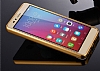 Eiroo Mirror Samsung Galaxy On7 Metal Kenarl Aynal Gold Rubber Klf - Resim: 3
