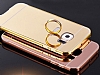 Eiroo Mirror Samsung Galaxy S6 Edge Plus Metal Kenarl Aynal Gold Rubber Klf - Resim: 2