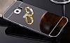 Eiroo Mirror Samsung Galaxy S6 Edge Plus Metal Kenarl Aynal Siyah Rubber Klf - Resim 2