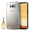 Eiroo Mirror Samsung Galaxy S8 Plus Metal Kenarl Aynal Silver Rubber Klf