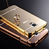 Eiroo Mirror Samsung N9100 Galaxy Note 4 Metal Kenarl Aynal Gold Rubber Klf - Resim 4