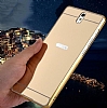 Eiroo Mirror Sony Xperia C5 Ultra Metal Kenarl Aynal Gold Rubber Klf - Resim 4