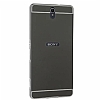 Eiroo Mirror Sony Xperia C5 Ultra Metal Kenarl Aynal Siyah Rubber Klf - Resim 2
