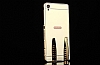 Eiroo Mirror Sony Xperia XA Metal Kenarl Aynal Silver Rubber Klf - Resim 6