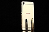 Eiroo Mirror Sony Xperia XA Ultra Metal Kenarl Aynal Gold Rubber Klf - Resim 2
