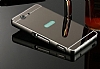 Eiroo Mirror Sony Xperia Z3 Compact Metal Kenarl Aynal Siyah Rubber Klf - Resim 4