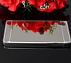 Eiroo Mirror Sony Xperia Z5 Metal Kenarl Aynal Silver Rubber Klf - Resim: 2