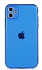 Eiroo Mun iPhone 11 effaf Mavi Silikon Klf