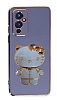 Eiroo OnePlus 9 Aynal Kitty Standl Mavi Silikon Klf