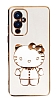 Eiroo OnePlus 9 Aynal Kitty Standl Beyaz Silikon Klf