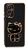 Eiroo OnePlus 9 Aynal Kitty Standl Siyah Silikon Klf