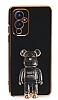 Eiroo OnePlus 9 Baby Bear Standl Siyah Silikon Klf