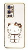Eiroo OnePlus 9 Pro Aynal Kitty Standl Beyaz Silikon Klf