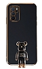 Eiroo Oppo A16 Baby Bear Standl Siyah Silikon Klf