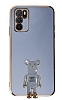 Eiroo Oppo A16 Baby Bear Standl Mavi Silikon Klf