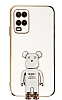 Eiroo Oppo A54 4G Baby Bear Standl Beyaz Silikon Klf