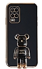 Eiroo Oppo A54 4G Baby Bear Standl Siyah Silikon Klf