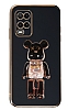 Eiroo Oppo A54 4G Candy Bear Standl Siyah Silikon Klf