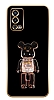 Eiroo Oppo A55 Candy Bear Standl Siyah Silikon Klf