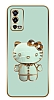 Eiroo Oppo A55 Hello Kitty Standl Yeil Silikon Klf
