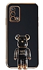 Eiroo Oppo A74 4G Baby Bear Standl Siyah Silikon Klf