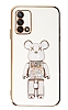 Eiroo Oppo A74 4G Candy Bear Standl Beyaz Silikon Klf