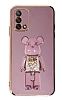Eiroo Oppo A74 4G Candy Bear Standl Mor Silikon Klf