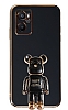 Eiroo Oppo A36 Baby Bear Standl Siyah Silikon Klf