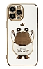 Eiroo rdek iPhone 12 Pro Max Standl Beyaz Silikon Klf