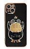 Eiroo Ördek iPhone 13 Mini Standlı Siyah Silikon Kılıf