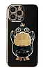 Eiroo rdek iPhone 13 Pro Max Standl Siyah Silikon Klf