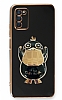 Eiroo rdek Samsung Galaxy A03s Standl Siyah Silikon Klf
