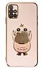 Eiroo rdek Samsung Galaxy A51 Standl Pembe Silikon Klf