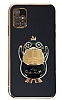 Eiroo rdek Samsung Galaxy A51 Standl Siyah Silikon Klf